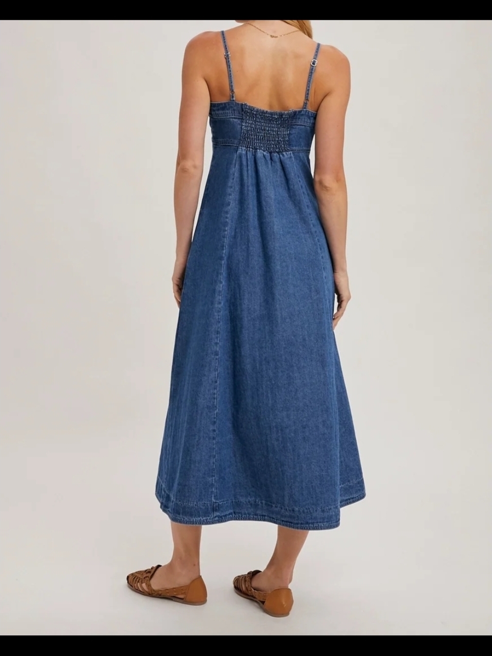Universal Thread Button-Front Denim Midi Dress in Classic Blue With Pockets Sz M - Picture 2 of 13